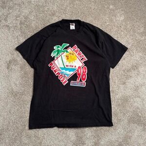 BLACK VINTAGE FRUIT OF THE LOOM "SYLVAN LAKE 98" GRAPHIC TEE